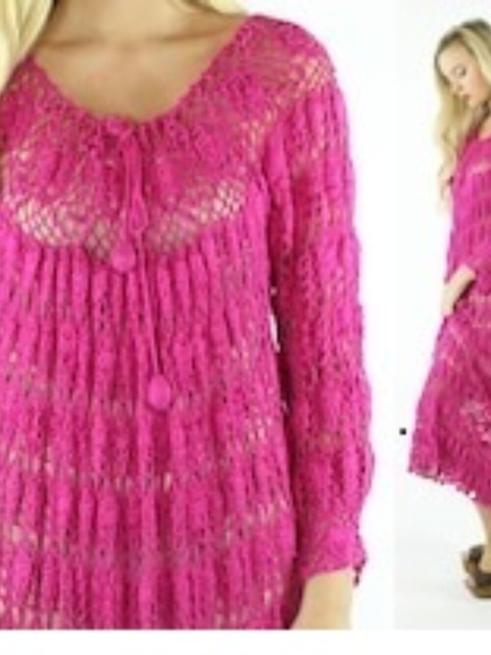 Feminine and elegant crochet long sleeve dress.